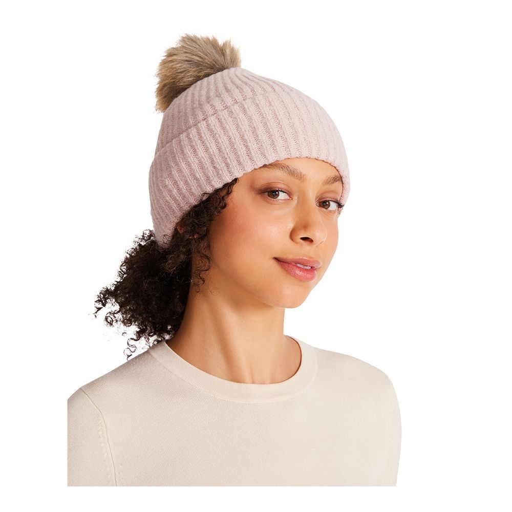 Steve‎ Madden Blush Faux Fur Beanie One Size